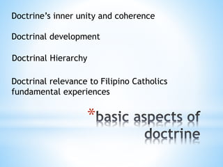 Doctrinal Unity Basic content of the church's catechesis | PPTX