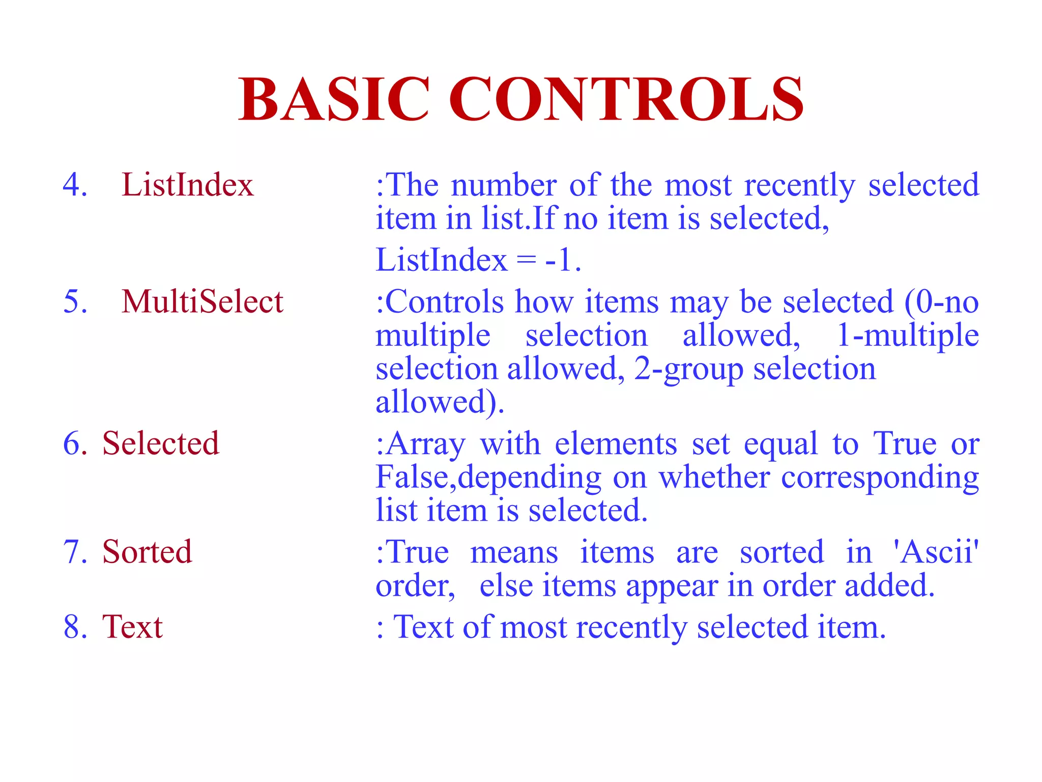 Basic controls of Visual Basic 6.0 | PPTX