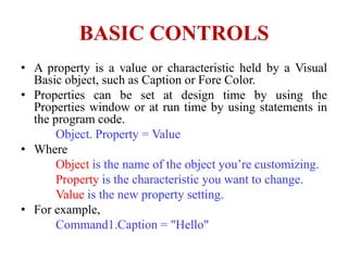 Basic controls of Visual Basic 6.0 | PPTX