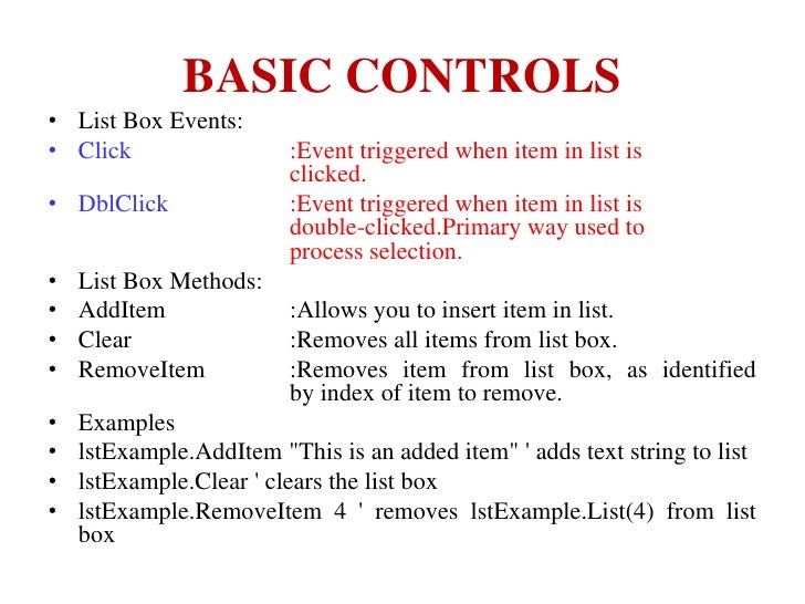 Basic Controls Of Visual Basic 6 0