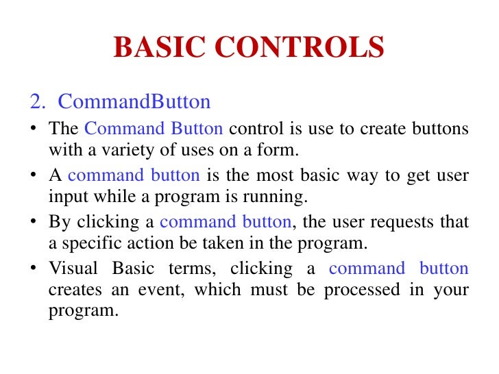 Basic Controls Of Visual 6.0 