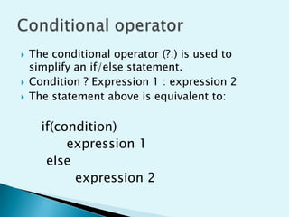 Basic c operators | PPT