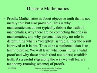 Introduction to Discrete Mathematics Course | PPT