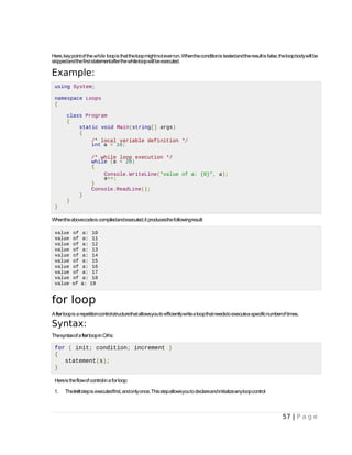 Basic C# programming Part -1 For Computer Science & IT Prepared by ...