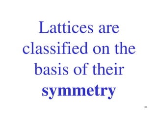 36
Lattices are
classified on the
basis of their
symmetry
 