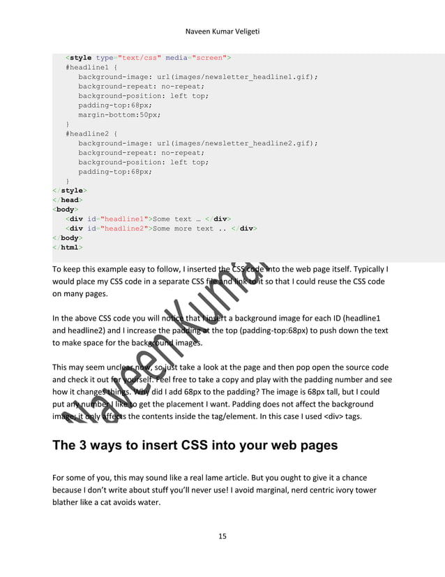 Basic CSS concepts by naveen kumar veligeti | PDF