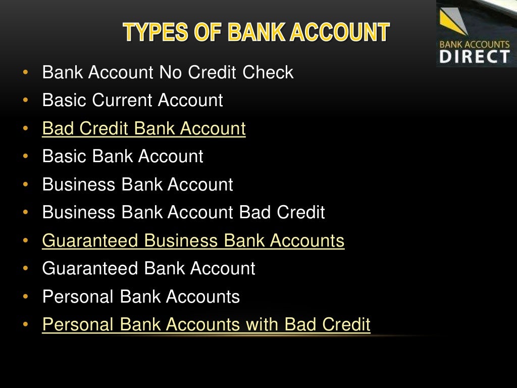 Basic current bank account for bad credit with no credit check avail