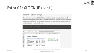 Extra-01: XLOOKUP (cont.)
09-Sep-20
Content sources are mentioned in bottom 03 Slides |
redwan.contact@gmail.com
48
 