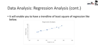 Data Analysis: Regression Analysis (cont.)
• It will enable you to have a trendline of least square of regression like
below.
 