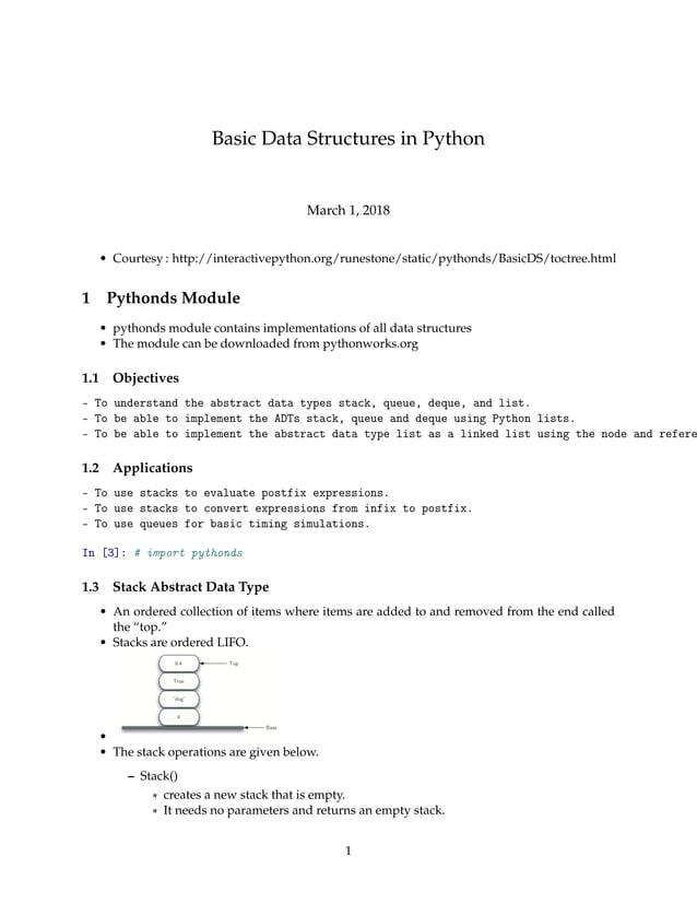 Basic data structures in python | PDF