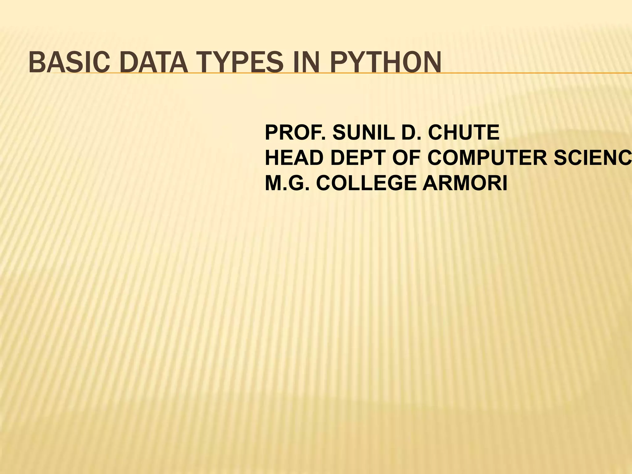 Basic data types in python | PPT