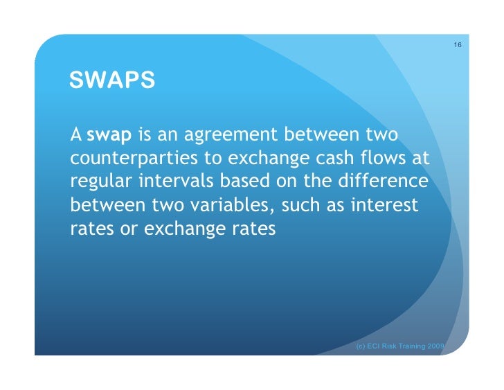 Swaps and forwards are subject to counterparty risk exchange traded futures and options are not