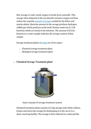 Basic description of a sewage treatment plant on ship | PDF