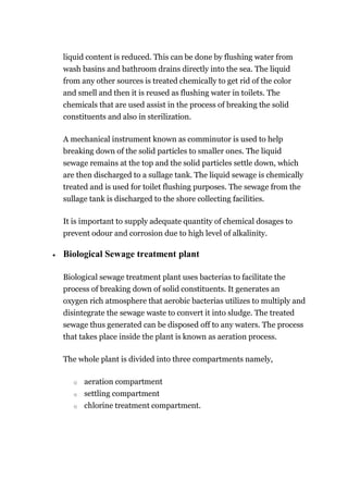 Basic description of a sewage treatment plant on ship | PDF