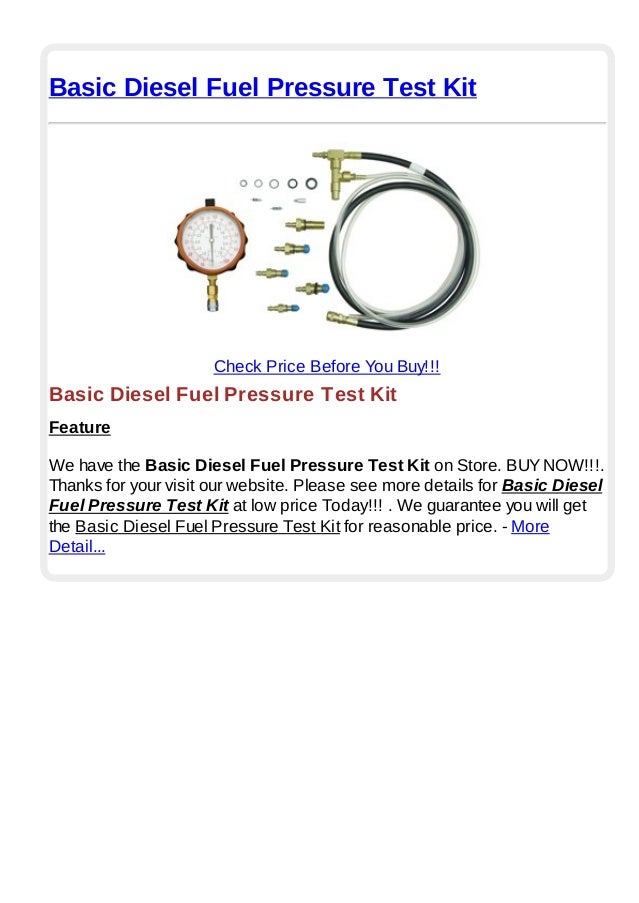 Basic diesel fuel pressure test kit