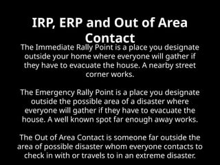 Basic Disaster Preparation; Action and Equipment | PPTX