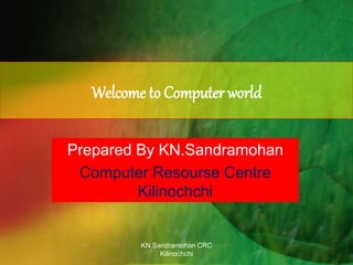 Welcome to Computer world
Prepared By KN.Sandramohan
Computer Resourse Centre
Kilinochchi
KN.Sandramohan CRC
Kilinochchi
 