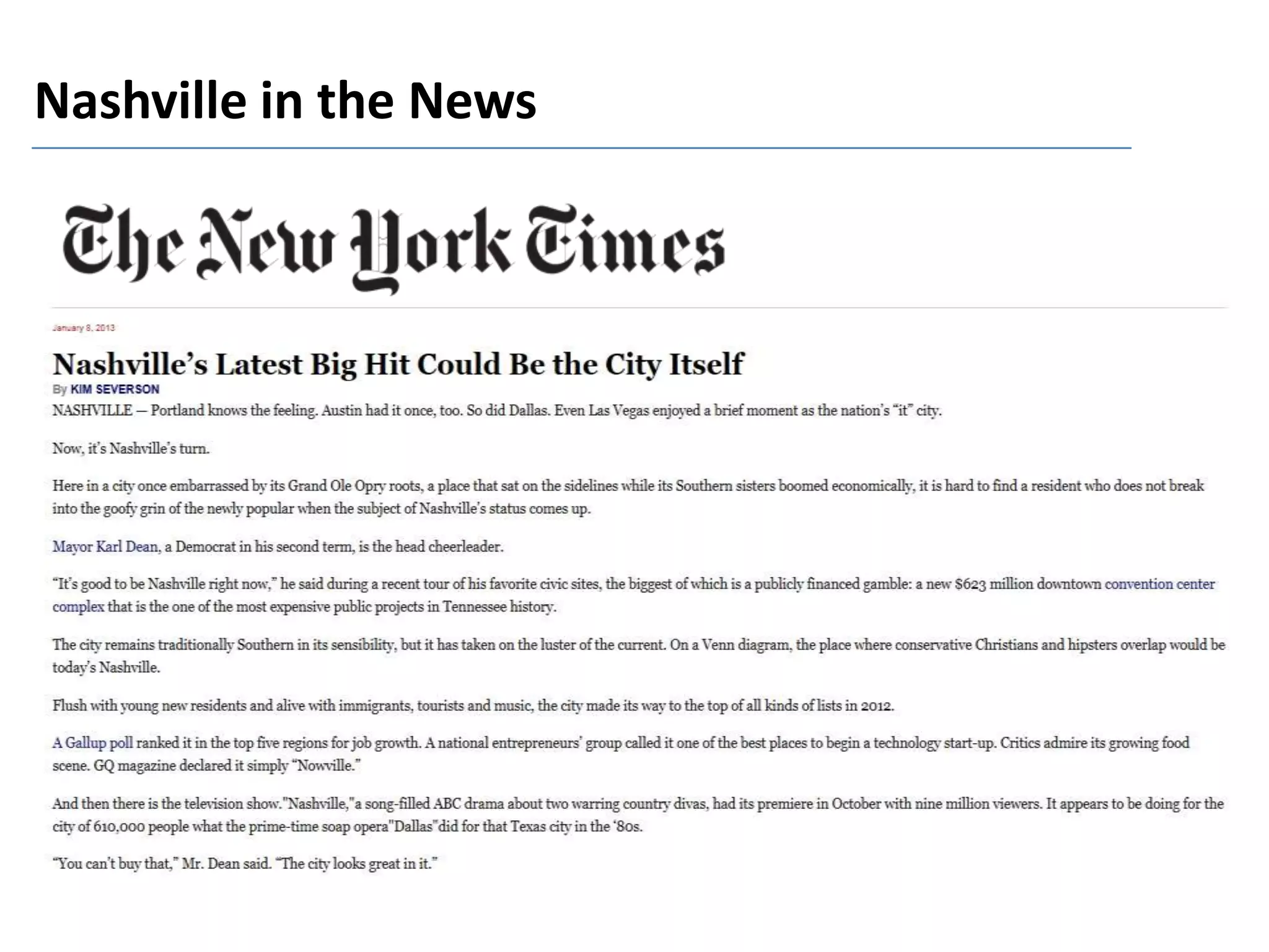 Nashville in the News
 