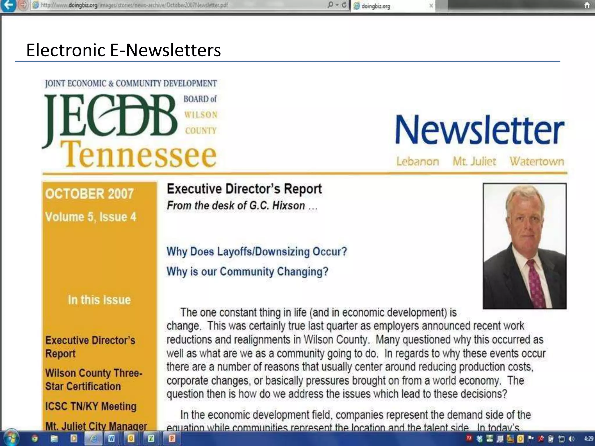 Electronic E-Newsletters
 