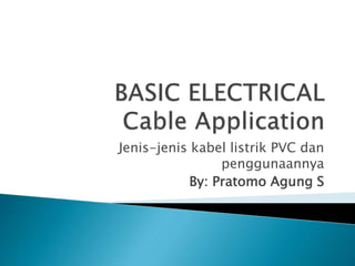 Jenis-jenis kabel listrik PVC dan
penggunaannya
By: Pratomo Agung S
 