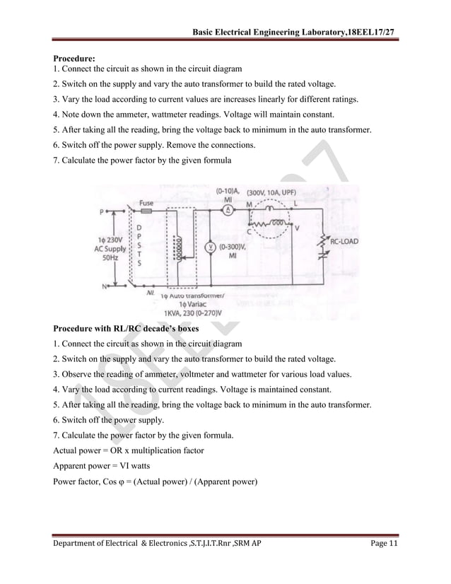 Basic electrical lab manual vtu