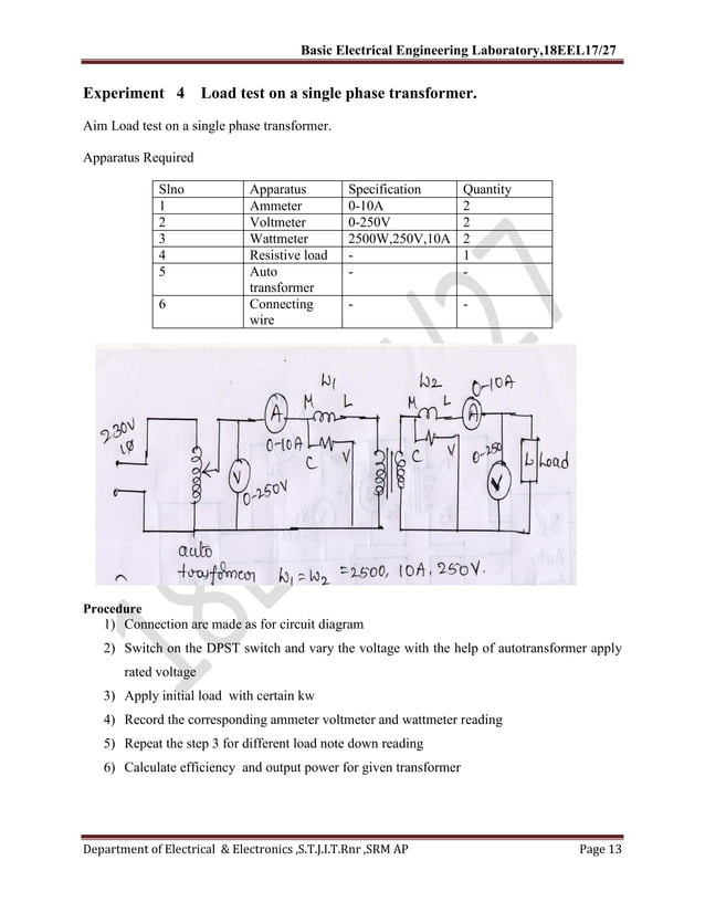 Basic electrical lab manual vtu