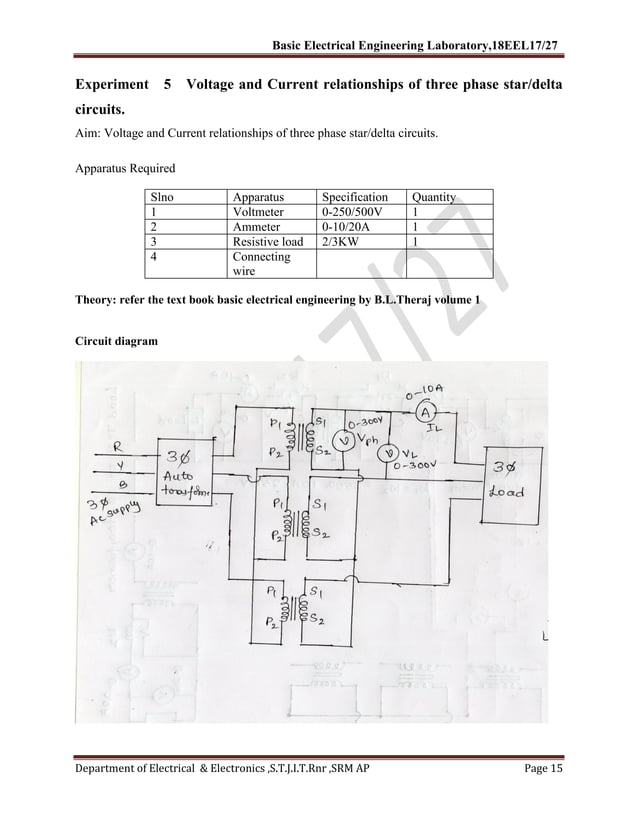 Basic electrical lab manual vtu