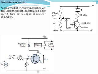 Robotics Transistor Basic electronic components used in robotics | PPTX