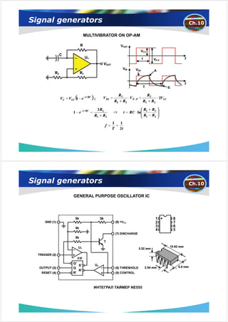 Signal generators                         Ch.10

             MULTIVIBRATOR ON OP-AM




Signal generators                         Ch.10

          GENERAL PURPOSE OSCILLATOR IC




                 ИНТЕГРАЛ ТАЙМЕР NE555
 