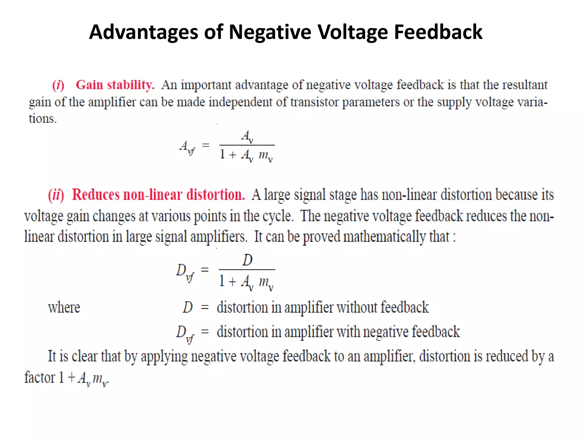 Advantages of Negative Voltage Feedback
 