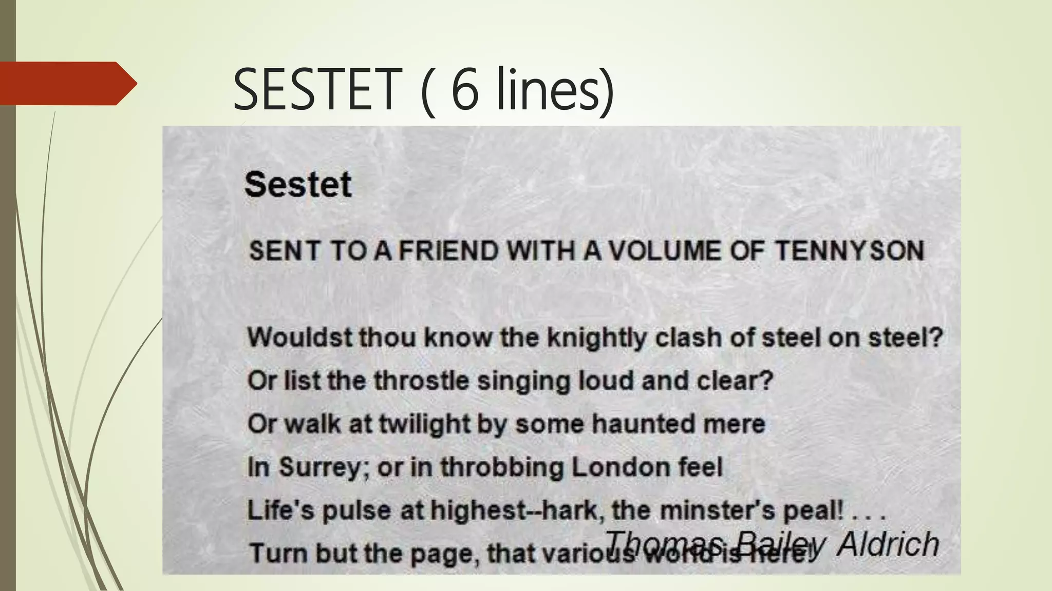 SESTET ( 6 lines)
 