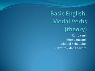 Basic English:Modal Verbs(theory) ,[object Object]