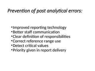 Basic errors in diagnostic lab such as analytical errors | PPT