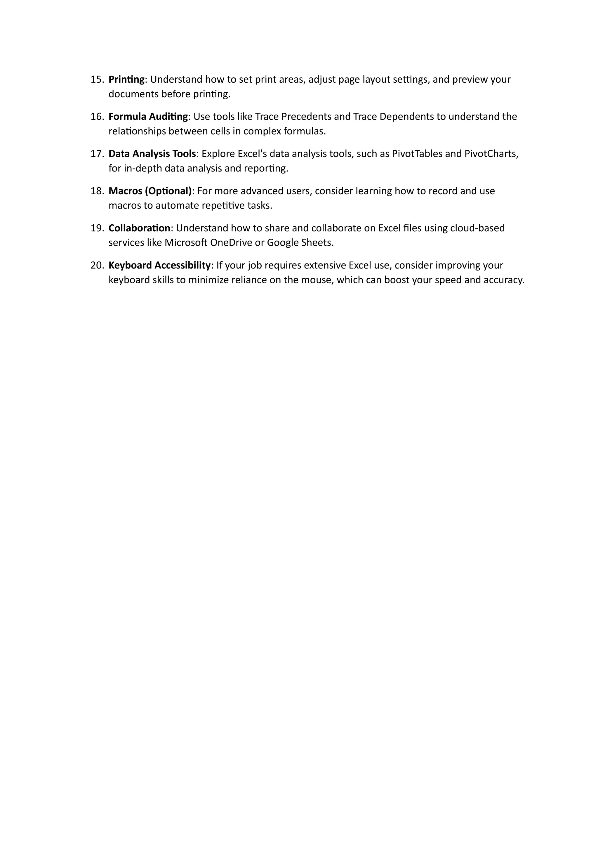 Basic excel skills for workplace efficiency docx