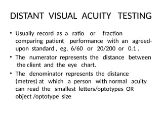 BASIC EYE EXAMINATIONS and nursing management | PPTX