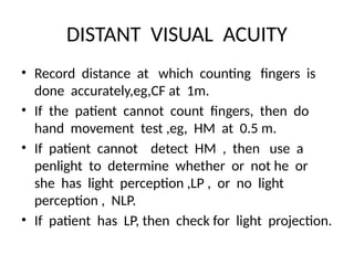 BASIC EYE EXAMINATIONS and nursing management | PPTX