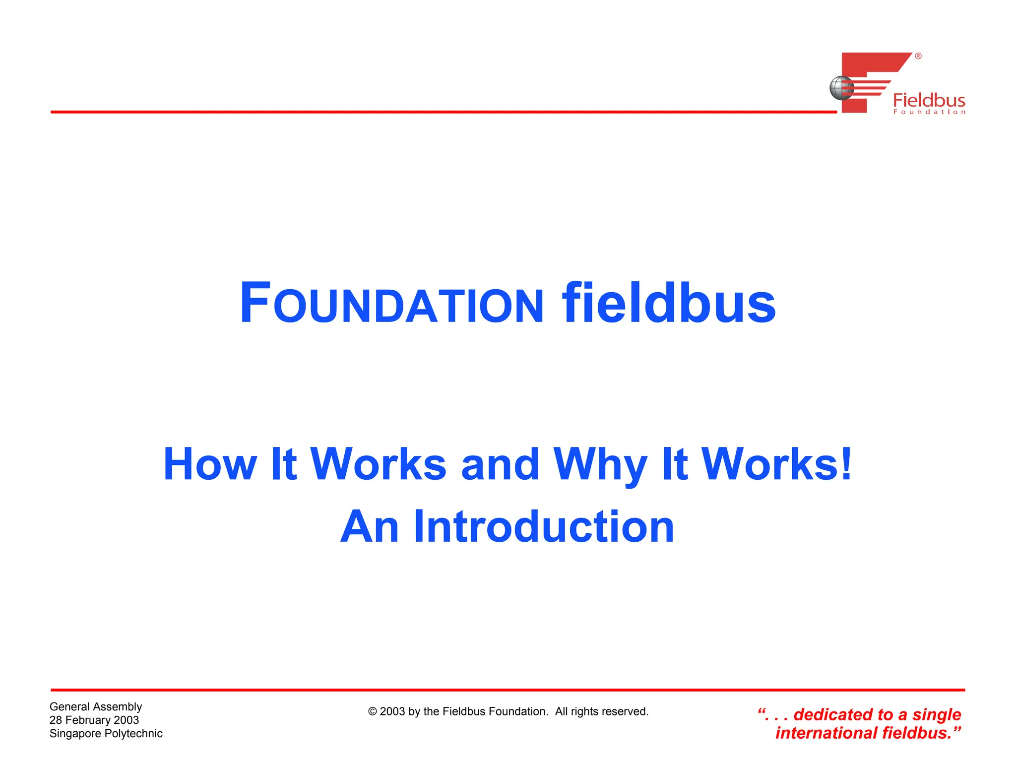 Basic Foundation field bus communication PPT