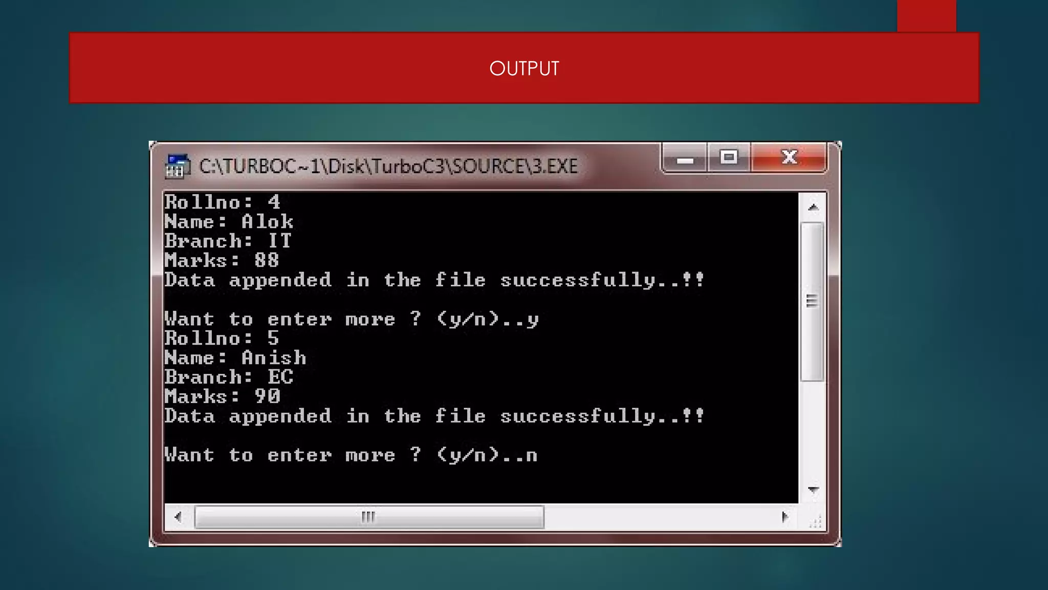 OUTPUT
 