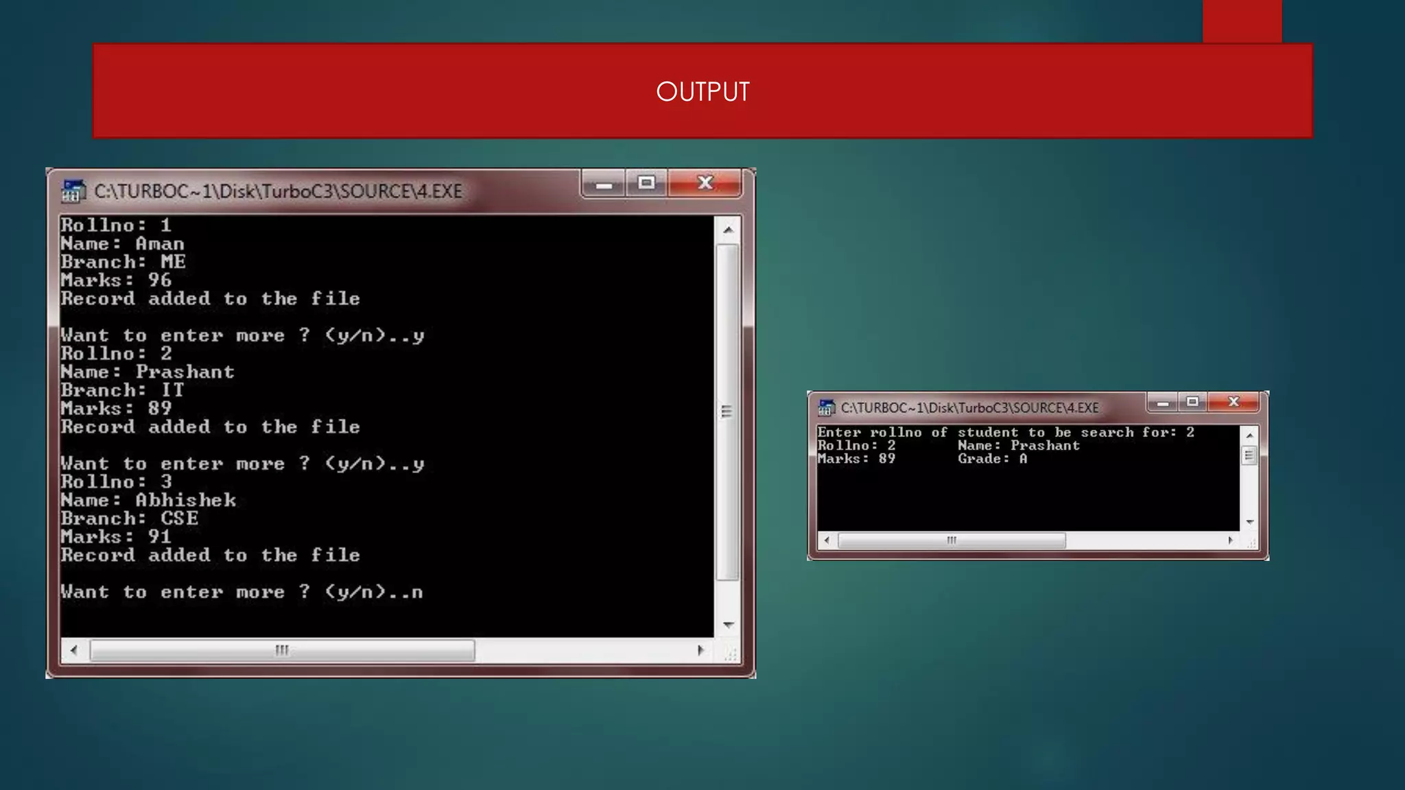 OUTPUT
 