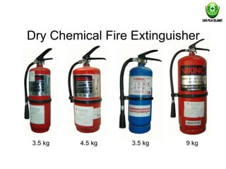 Dry Chemical Fire Extinguisher
3.5 kg 4.5 kg 3.5 kg 9 kg
 