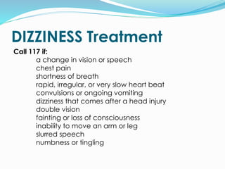 First aid for dizziness discount