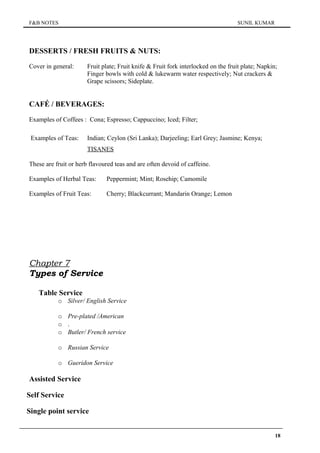 Basic food and beverage service | DOC