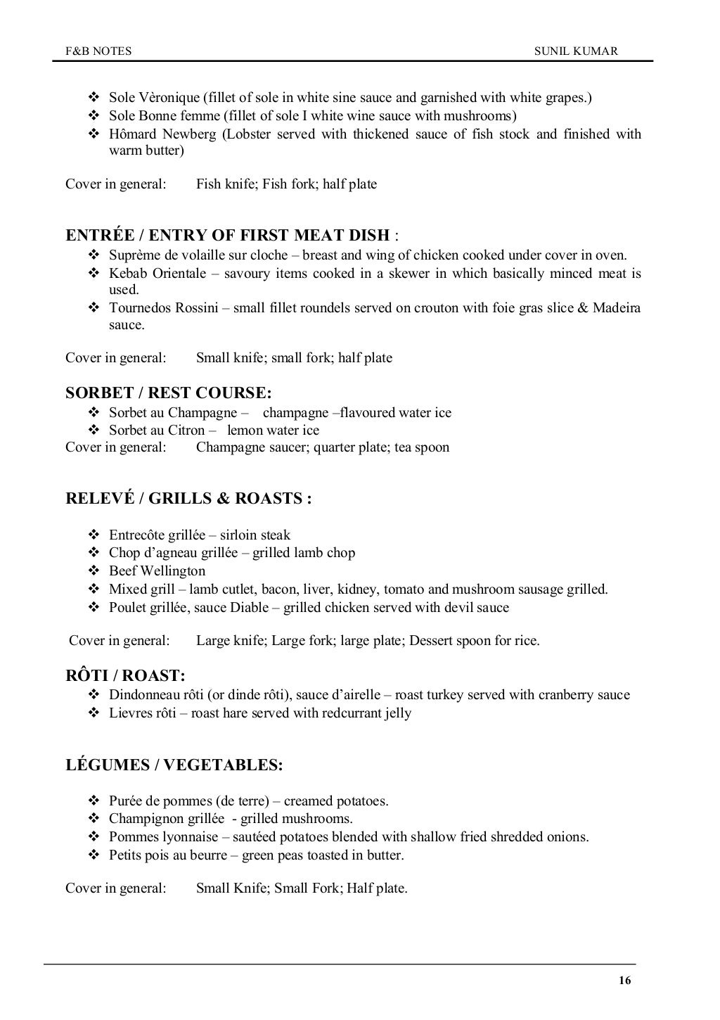 Basic food and beverage service