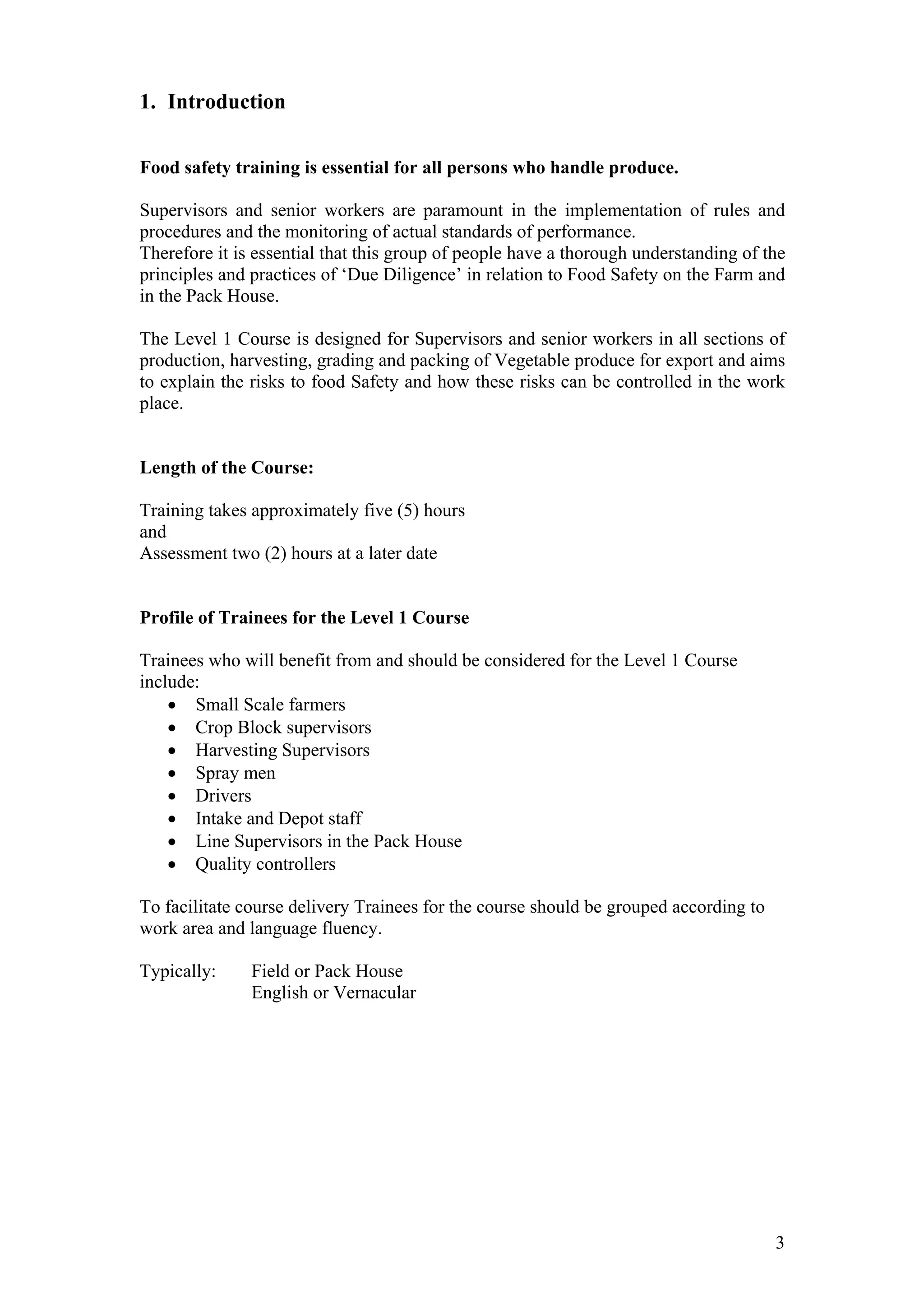 Basic food safety training pdf
