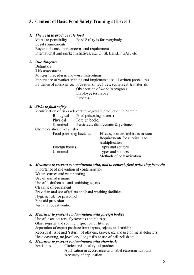 Basic food safety training pdf