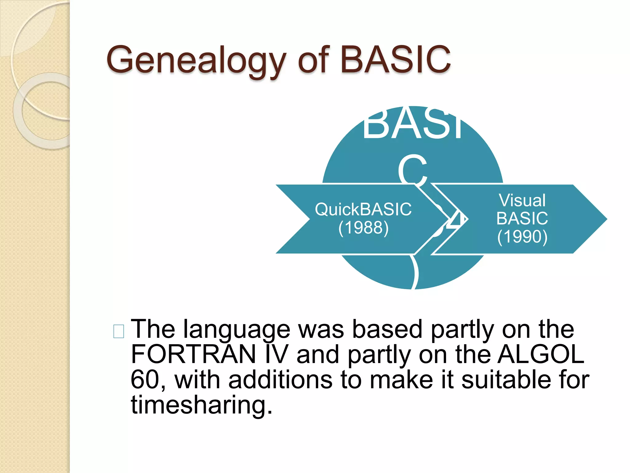 BASIC Programming Language | PPTX | Programming Languages | Computing