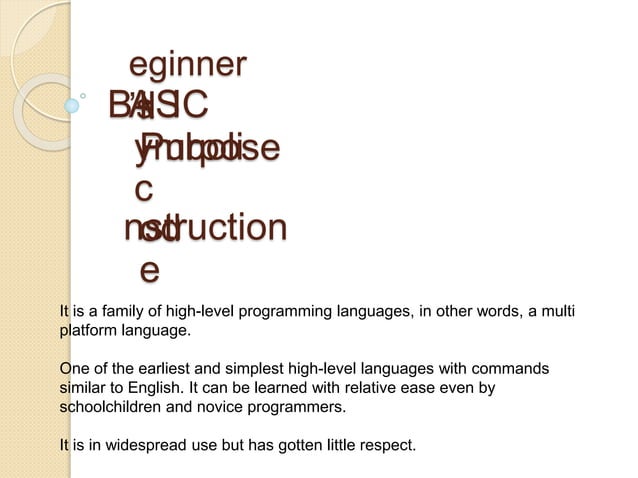 BASIC Programming Language | PPTX | Programming Languages | Computing