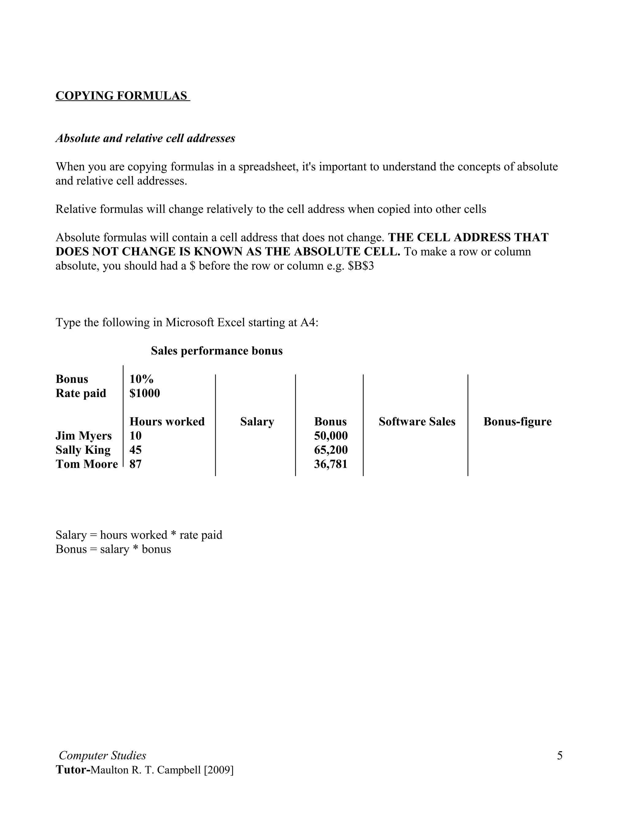 Basic formulas and functions | DOC