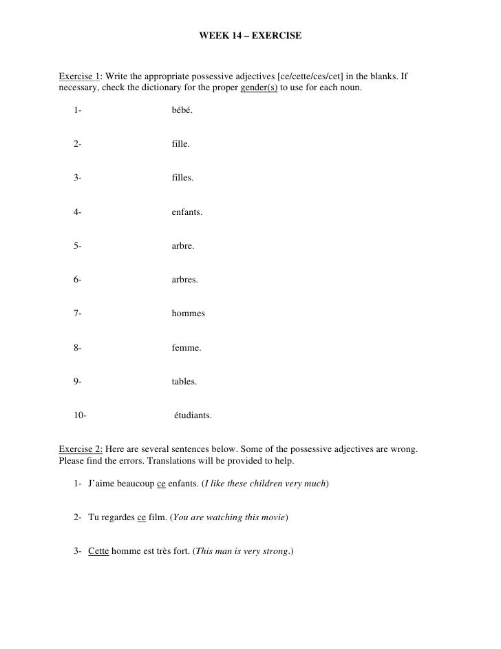 possessive-adjectives-french-exercises-with-answers-entrepontos