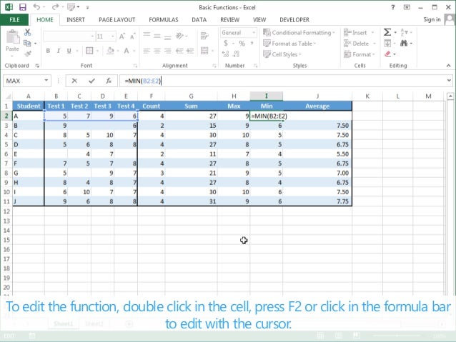 Basic Functions - Excel 2013 Tutorial